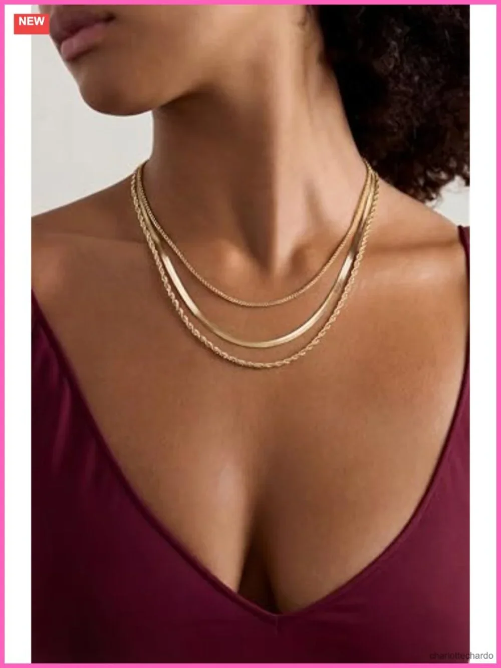Layered Herringbone Necklace Set Gold Plated Stackable Dainty Women Jewelry Gift